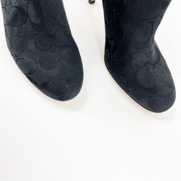 ✅ NWOB COACH Black Jacquard and Leather Delilah Booties SIZE 9.5 - Picture 5 of 11